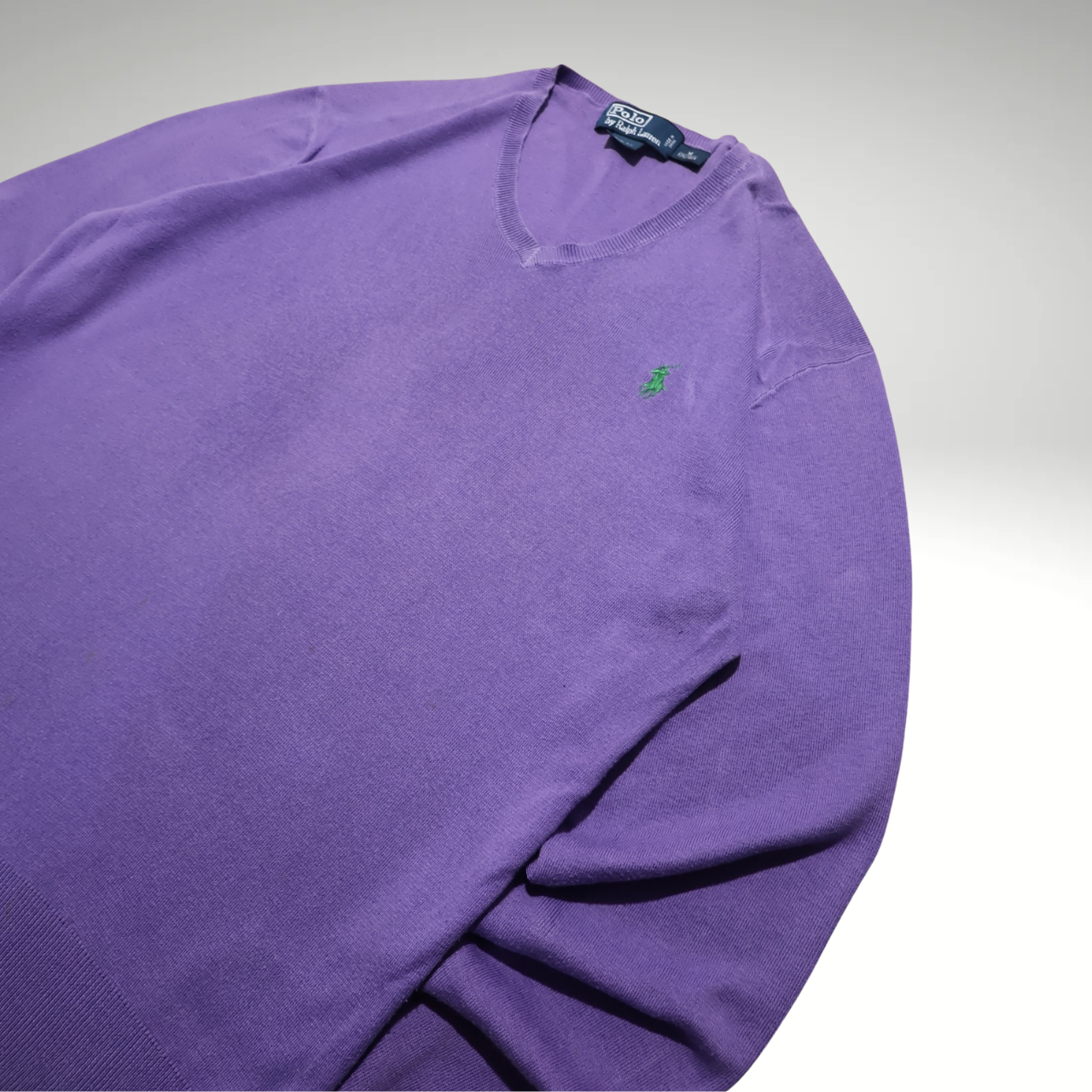 Womens Purple Ralph Lauren V-neck Sweatshirt (M) needs Ptp
